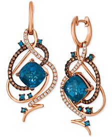 Crazy Collection® Deep Sea Blue Topaz™ (7-1/2 ct. t.w.) & Diamond (1 ct. t.w.) Drop Earrings in 14k Rose Gold