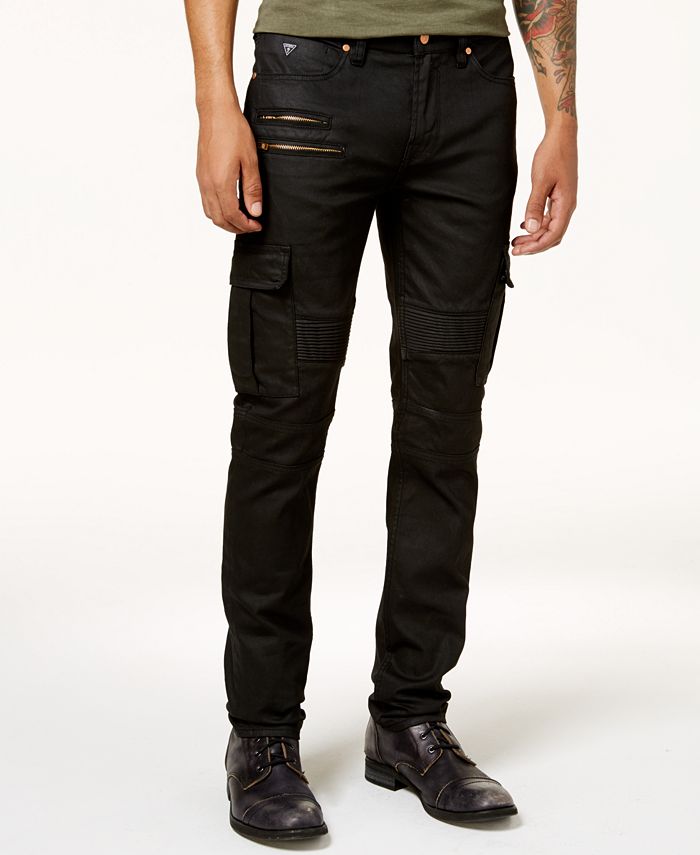 GUESS Men's Slim-Fit Tapered Stretch Moto Jeans - Macy's
