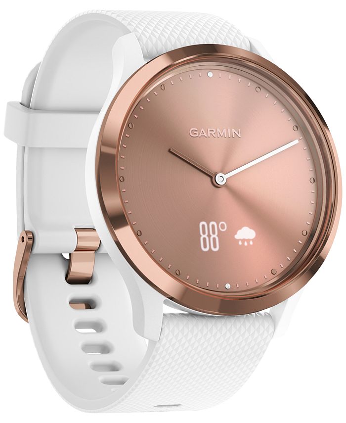 Garmin vivomove HR White Silicone Strap Hybrid Smart Watch 43mm Macy s