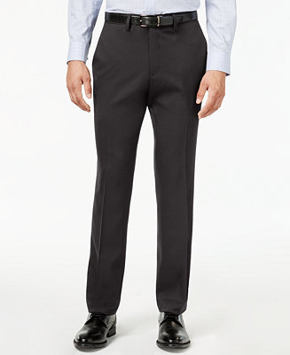 Kenneth Cole REACTION Mens Solid Gabardine No Iron Slim Fit Flat Front Dress Pant