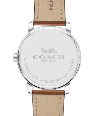 COACH Unisex Peanuts Grand Saddle Leather Strap Watch 40mm 