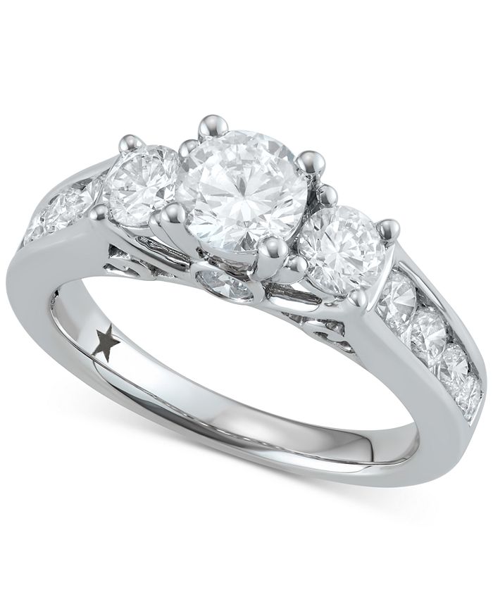 Macy's Star Signature Diamond Trinity Engagement Ring (2 ct. t.w.) in ...