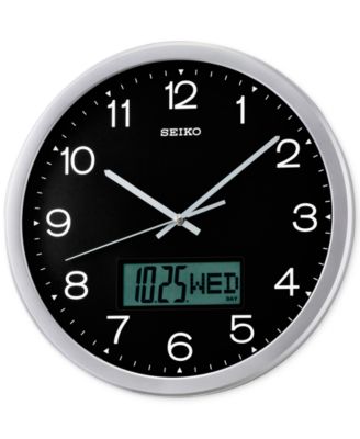 Seiko - Analog-Digital Silver-Tone Wall Clock