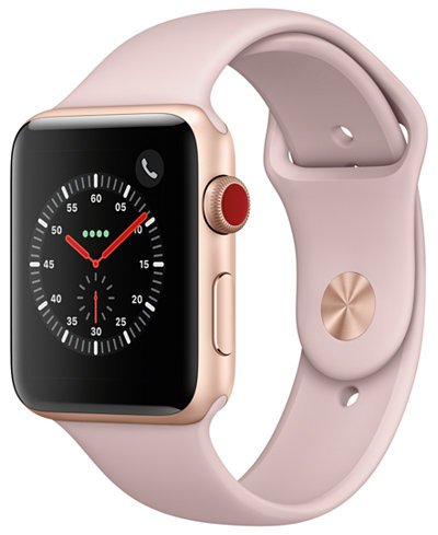 Apple Watch Series 3 GPS + Cellular, 42mm Gold Aluminum Case with Pink Sand Sport Band