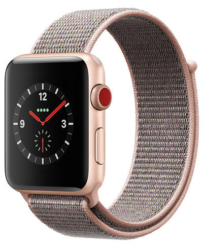 Apple Watch Series 3 GPS + Cellular, 42mm Gold Aluminum Case with Pink Sand Sport Loop
