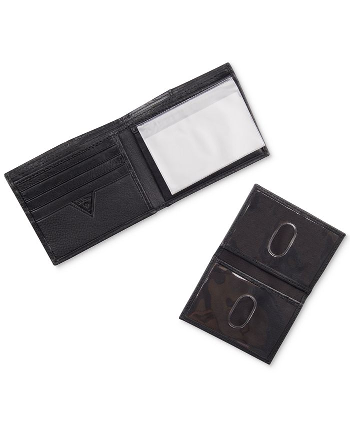  Guess Mens Textured Bi-Fold Passcase Wallet : Clothing