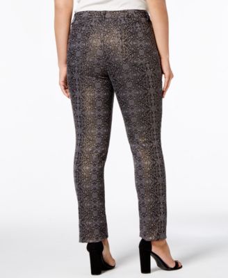 Charter Club Plus Size Metallic-Print Skinny Jeans, Created for Macy's
