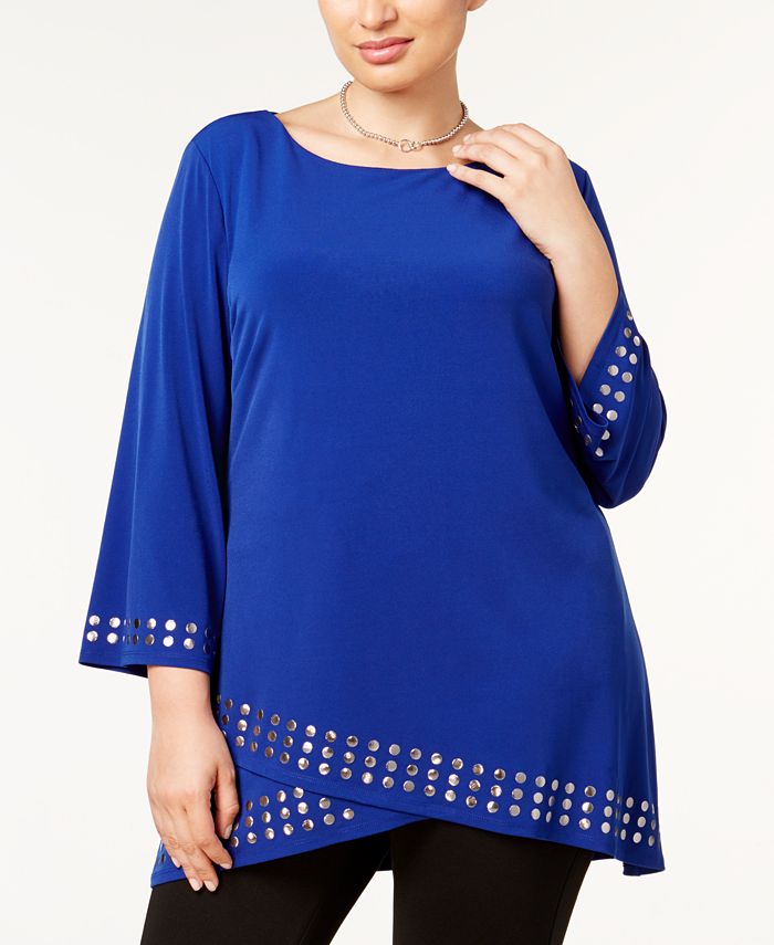 JM Collection Plus Size Studded BellSleeve Tunic, Created for Macy's Macy's