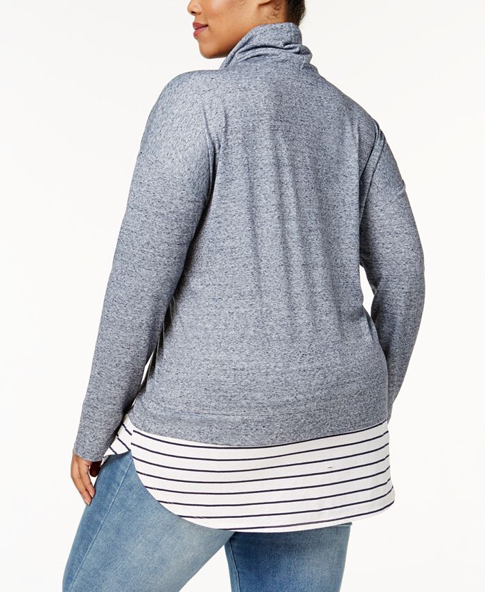 Style & Co Plus Size Cowl-Neck Layered-Look Top, Created for Macy's ...