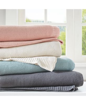 Ink+ivy Inkivy Bree Knit Blanket Bedding In Indigo