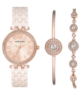 Anne Klein - Women's Light Rose Ceramic Bracelet Watch 30mm