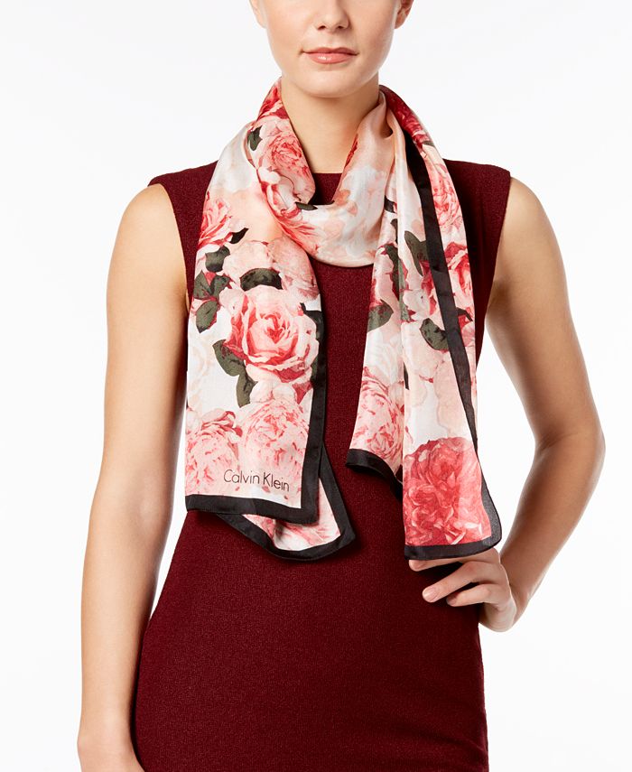 Calvin Klein Floral-Print Silk Scarf & Reviews - Handbags & Accessories -  Macy's