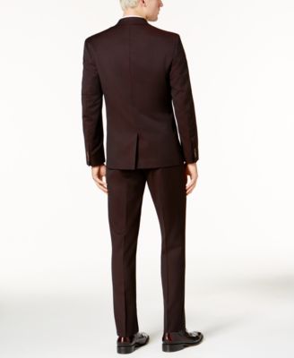 Ben Sherman Men's Slim-Fit Burgundy Stretch Suit