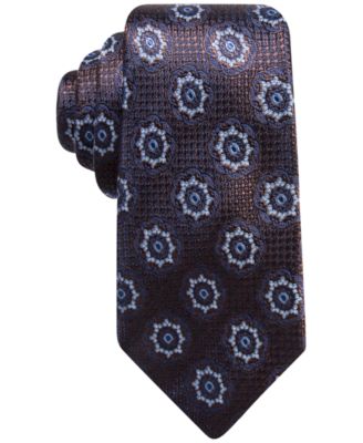Tasso Elba Mens Classic Medallion Silk Tie Navy Size Regular