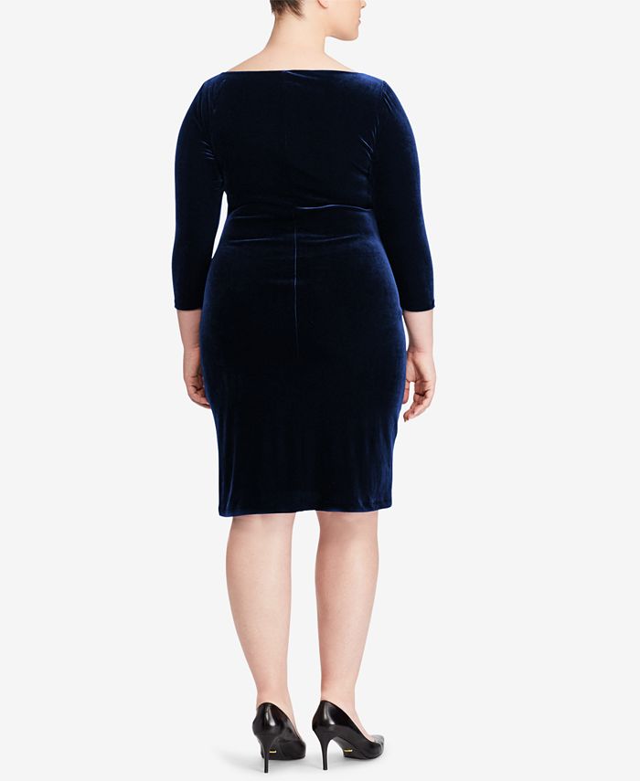 Lauren Ralph Lauren Plus Size Velvet Sheath Dress - Macy's