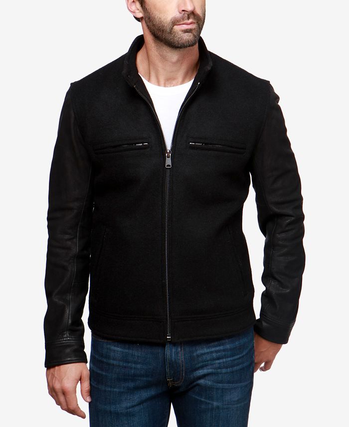 Lucky Brand Men's Leather-Sleeve Jacket - Macy's