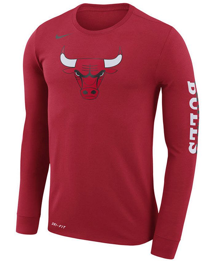 Nike Men's Chicago Bulls Dri-FIT Cotton Logo Long Sleeve T-Shirt - Macy's