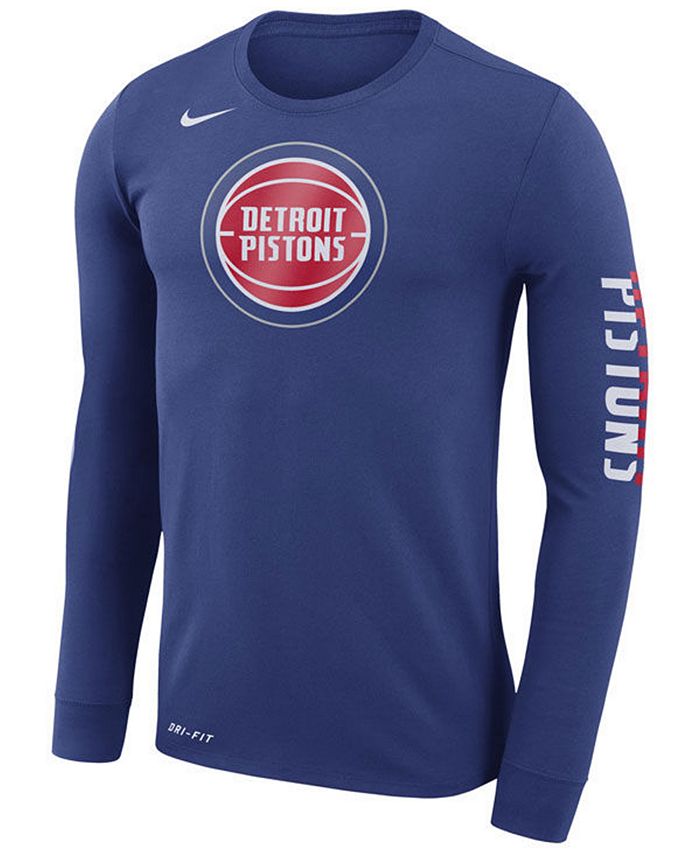 Nike Men's Detroit Pistons Dri-FIT Cotton Logo Long Sleeve T-Shirt ...