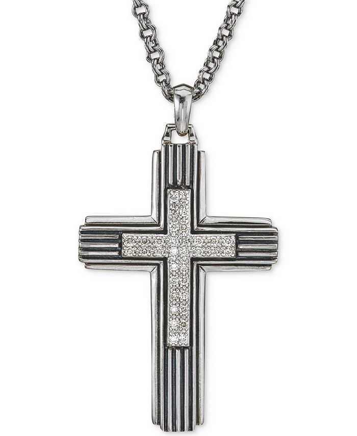 Esquire Men's Jewelry Diamond Cross Pendant Necklace (1/3 ct. t.w.) in ...