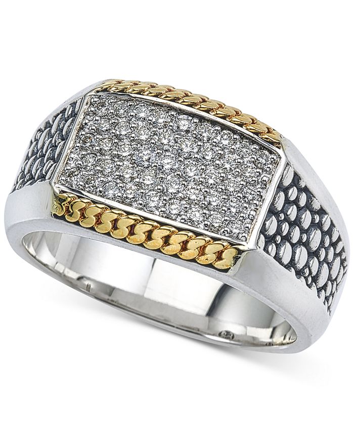 Esquire Men's Jewelry TwoTone Textured Diamond Ring (1/2 ct. t.w.) in