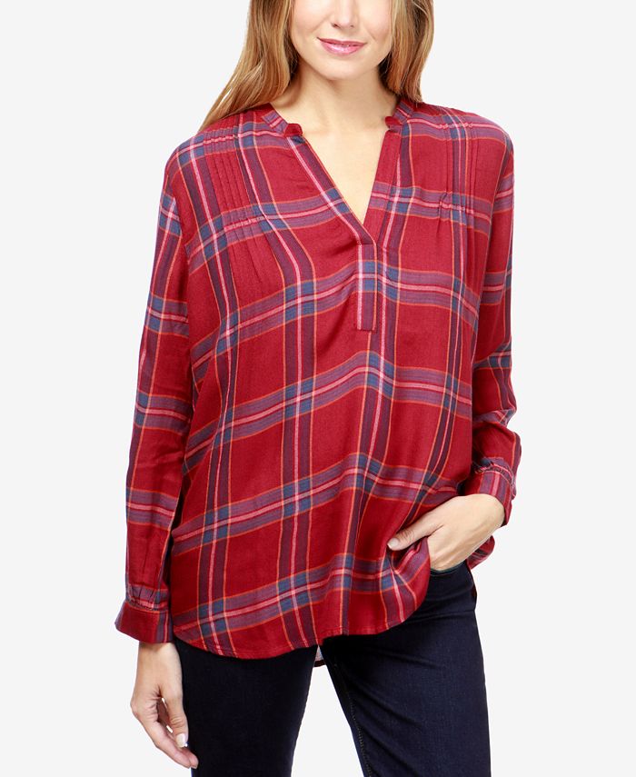 Lucky Brand Women's Printed Long-Sleeve Pintuck Shirt - Macy's