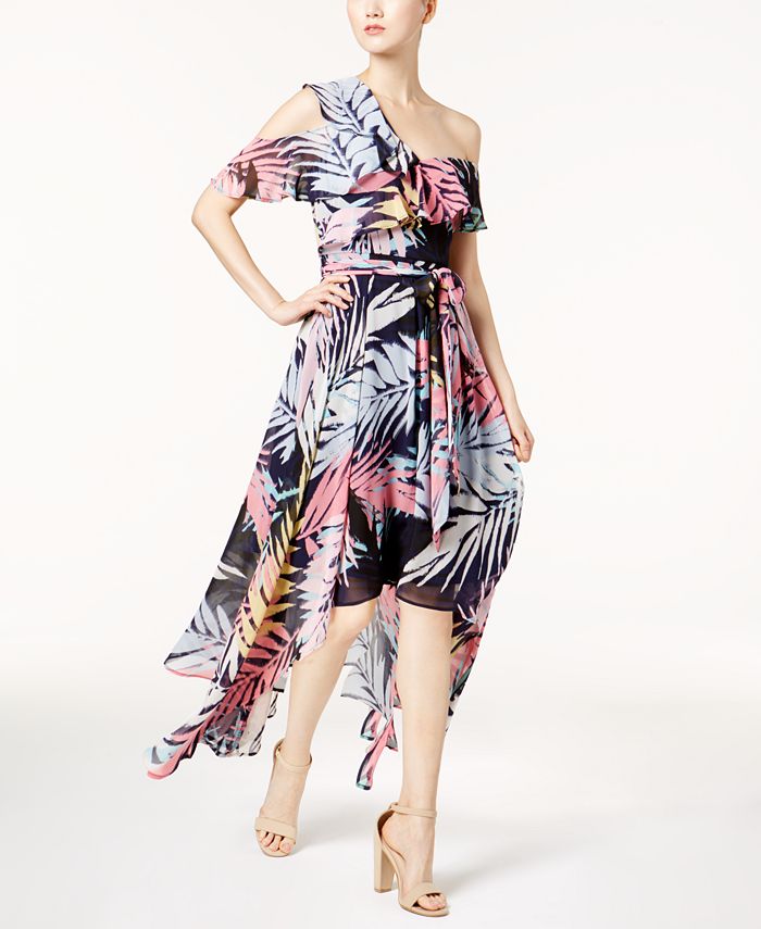 Vince Camuto Tropical Off The Shoulder High Low Dress Macy s