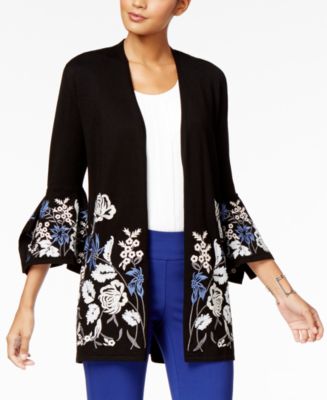 Alfani Embroidered Bell-Sleeve Cardigan, Created for Macy's & Reviews ...