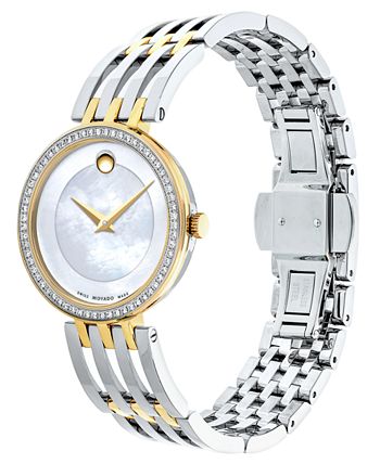 Movado - Women's Swiss Esperanza Diamond (1/4 ct. t.w.) Two-Tone PVD Stainless Steel Bracelet Watch 28mm