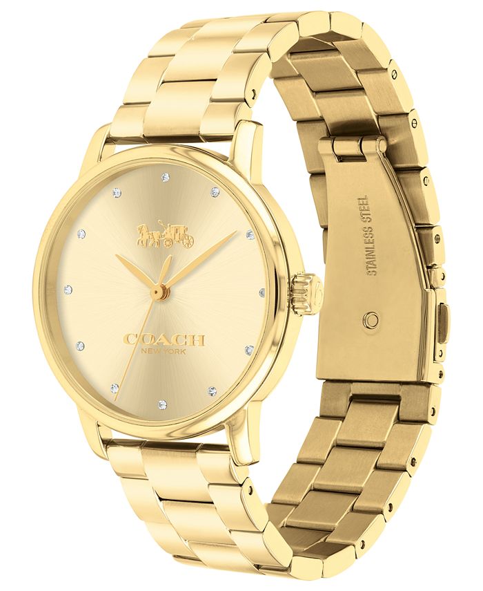 COACH Women's Grand Gold-Tone Stainless Steel Bracelet Watch 36mm - Macy's