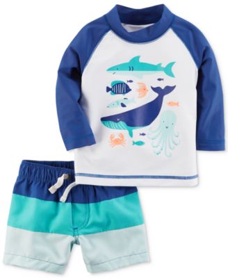 baby boy swim trunks and rash guard