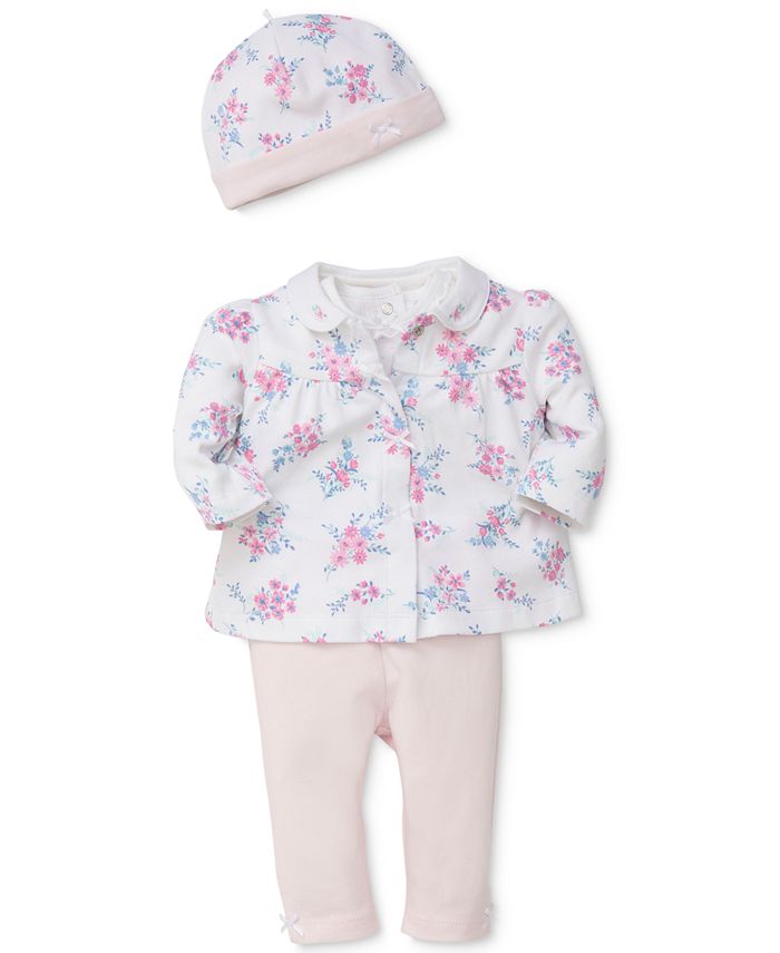 Little Me 4Pc. Cotton Jacket, Bodysuit, Pants & Hat Set, Baby Girls