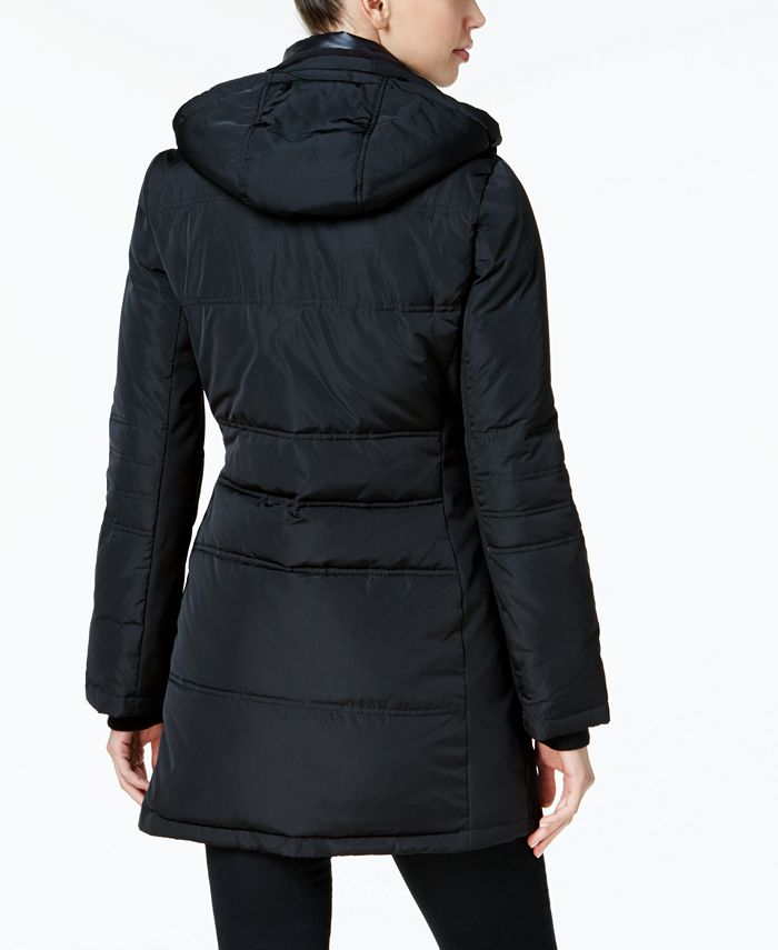 Calvin Klein Asymmterical Hooded Puffer Coat - Macy's