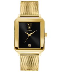 Men's Diamond-Accent Gold-Tone Stainless Steel Mesh Bracelet Watch 40x35.5mm 