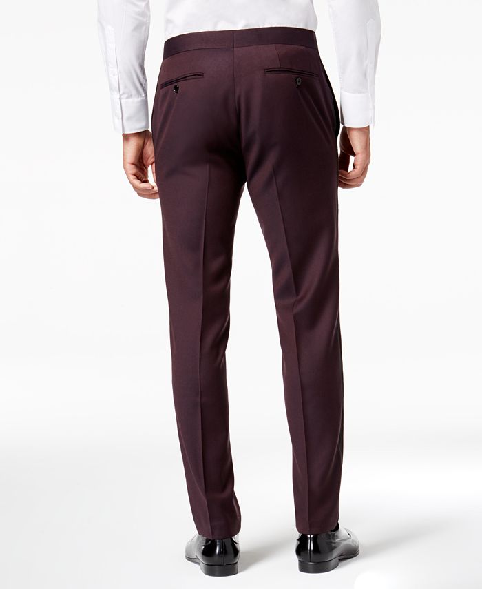 Tallia Men's Slim-Fit Burgundy Solid Twill Wool Suit Pants & Reviews ...