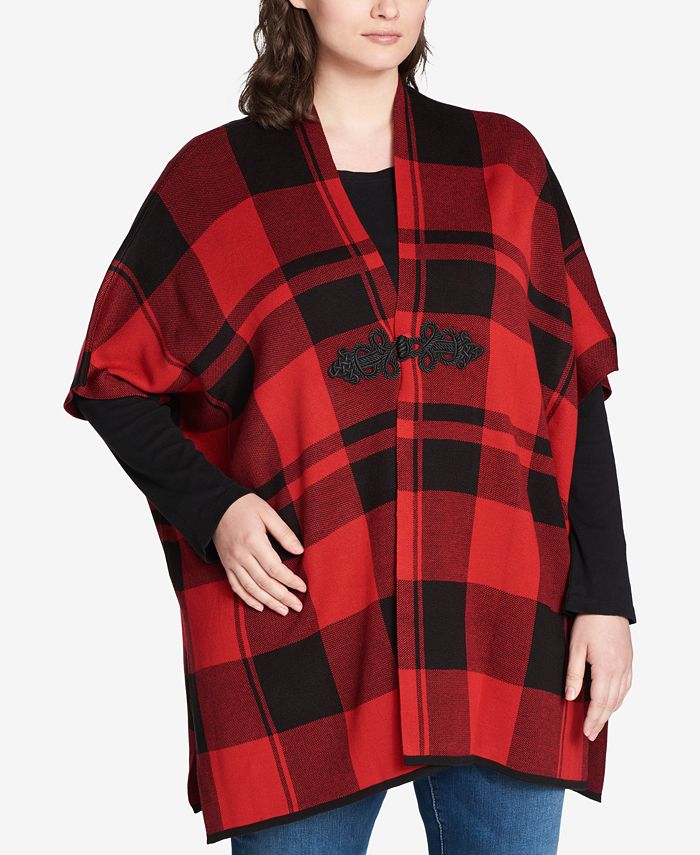Tommy Hilfiger Plus Size Buffalo Plaid Hook-Front Jacket, Created for ...
