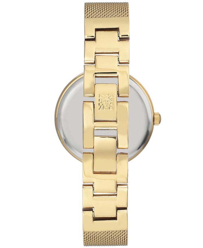 Anne Klein Women's Gold-Tone Stainless Steel Mesh Bracelet Watch 33mm ...