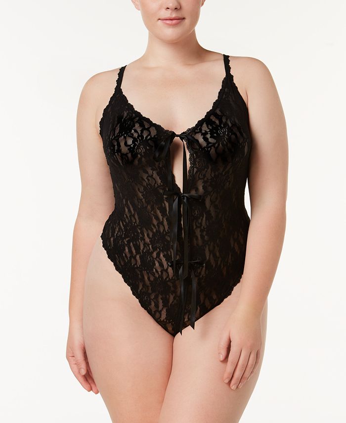 Plus Size Contrast Lace Overlay Babydoll