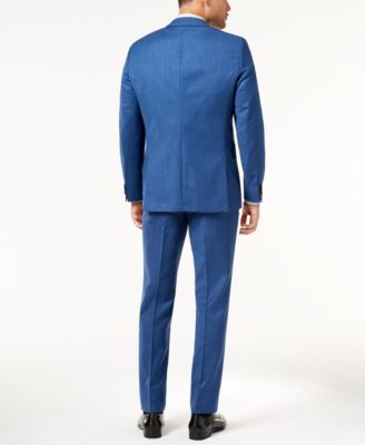 Hugo Boss HUGO Men's Slim-Fit High Blue Textured Vested Suit