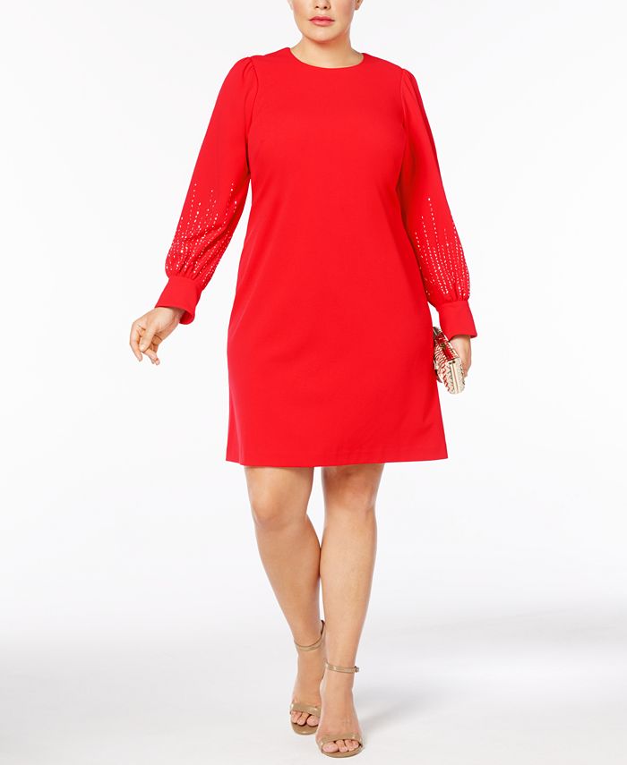 Calvin Klein Plus Size Embellished Long-Sleeve Dress & Reviews - Dresses -  Women - Macy's