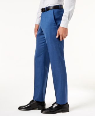 Hugo Boss HUGO Men's Slim-Fit High Blue Textured Vested Suit