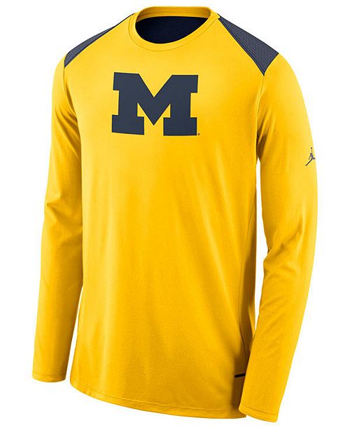 Nike Men S Michigan Wolverines Basketball Long Sleeve Shooter T