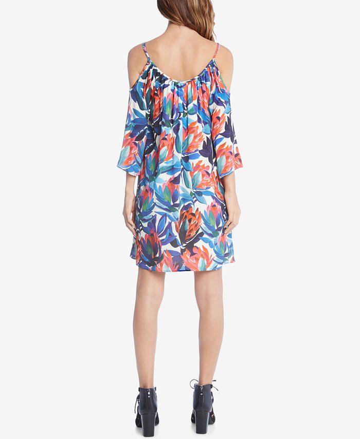 Karen Kane Women's Cold Shoulder Studded Dress - Rayon Spandex, V-Neck, Above Knee