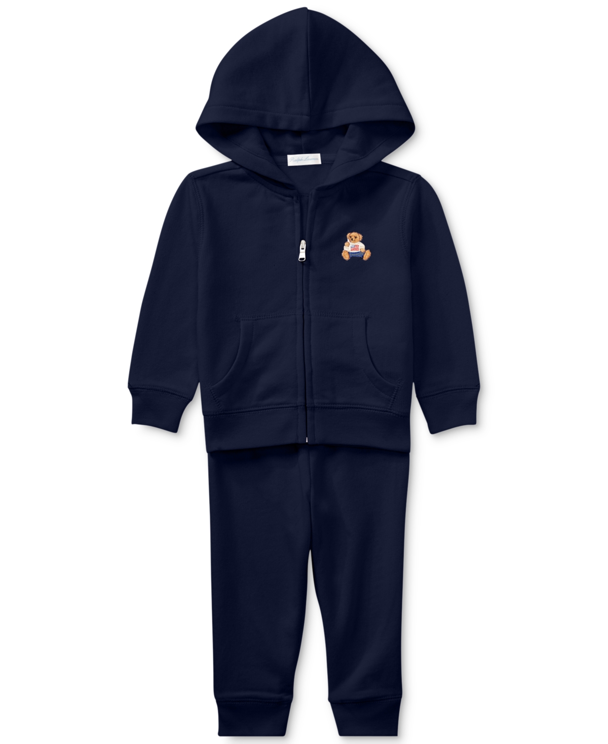 Polo Ralph Lauren Baby Boys Bear Hoodie And Pants, 2 Piece Set In French Navy