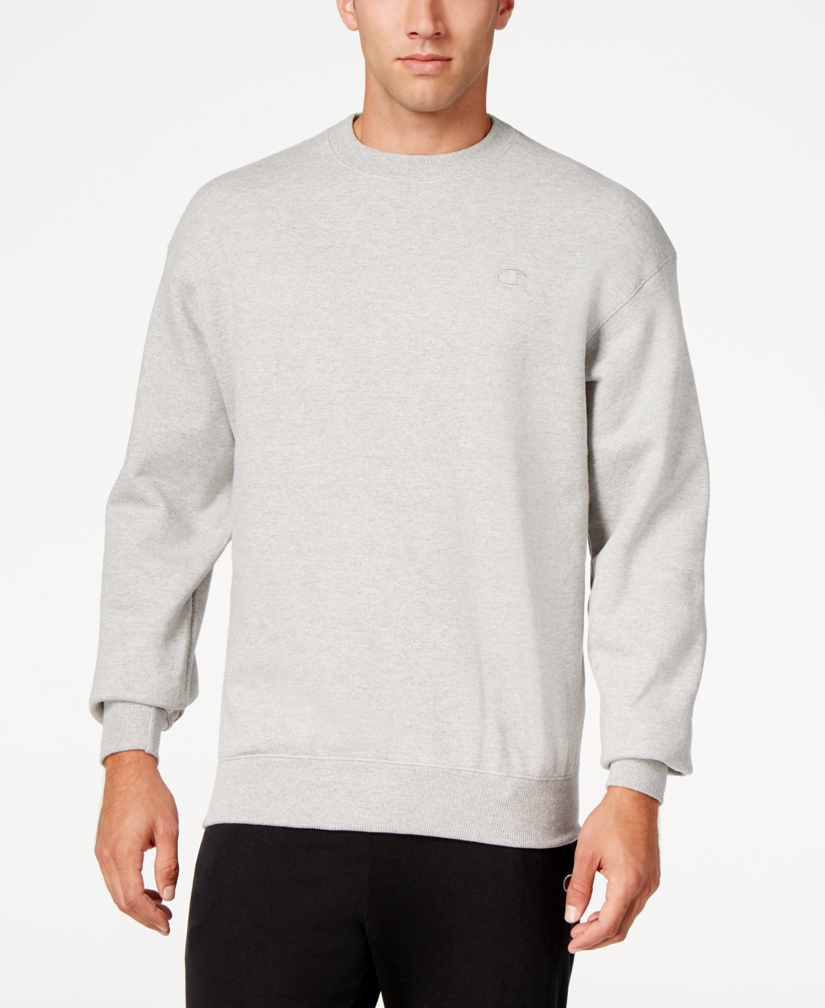 Shop Champion Men's Big & Tall Powerblend Solid Fleece Sweatshirt In Oxford Gray