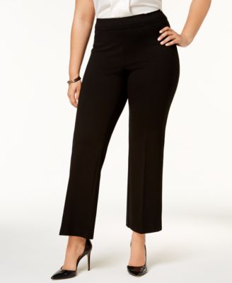 Kasper - Plus Size Pull-On Pont&eacute;-Knit Pants