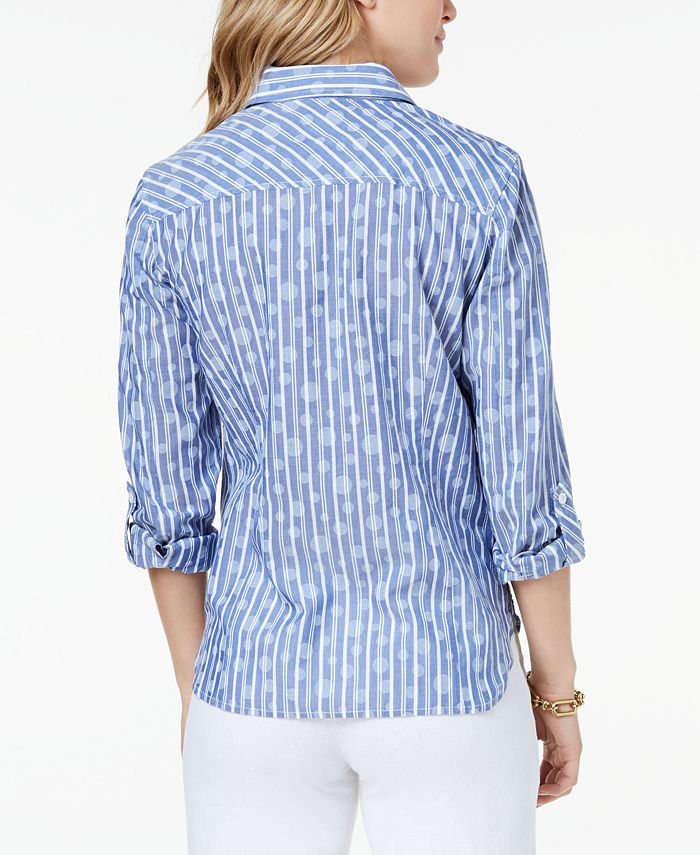 Tommy Hilfiger Printed Chambray Shirt, Created for Macy's - Macy's