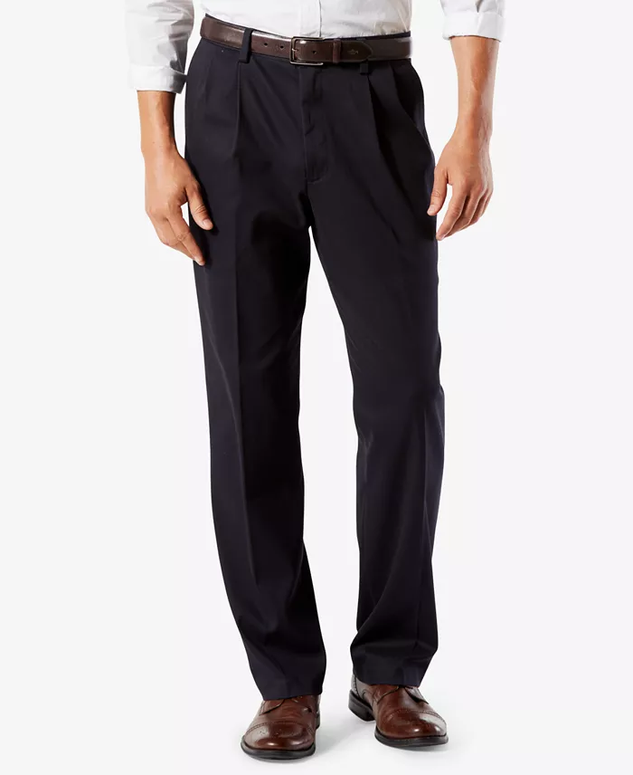 Men's Easy Classic Pleated Fit Khaki Stretch Pants - thumbnail 9