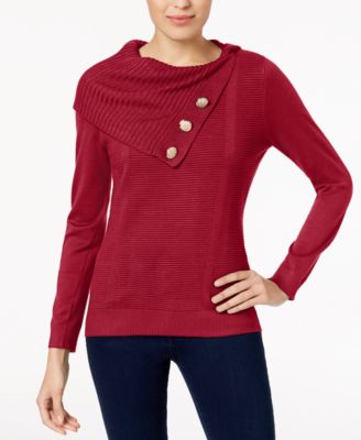 split cowl neck sweater