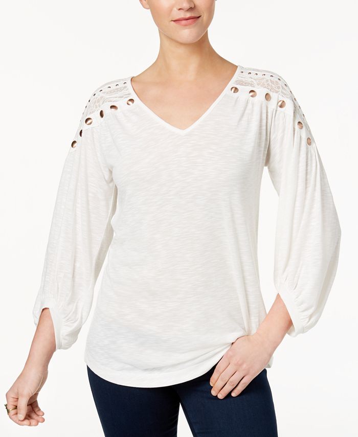 Love Scarlett Petite Embellished Peasant Top, Created for Macy's - Macy's