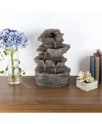 Trademark Global - Tiered Stone LED Table Fountain